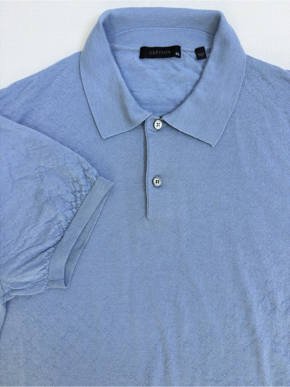 Greyson 100% Wool Knit Polo Shirt XL Light Blue